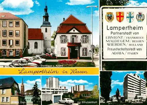 Lampertheim_Bergstrasse Stadthaus und Kirche Dom Schulzentrum Altenheim Lampertheim_Bergstrasse