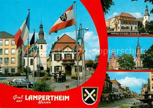 Lampertheim_Bergstrasse Rathauspartie Kath Kirche St Andreas Ev Domkirche Kaiserstrasse Lampertheim_Bergstrasse