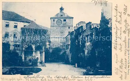 Heidelberg_Neckar Schlosshof Torturm mit Ruprechtsbau Heidelberg Neckar