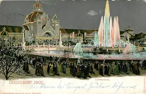 Duesseldorf Lichtfontaine Offizielle Postkarte No 88 Industrie  und Gewerbeausstellung Duesseldorf