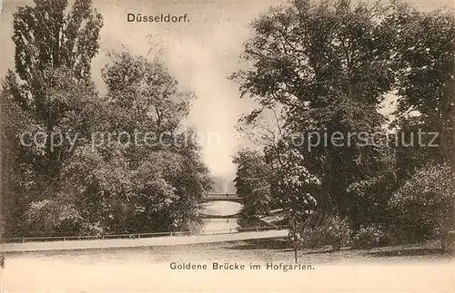 Duesseldorf Goldene Bruecke im Hofgarten Deutsche Reichspost Duesseldorf