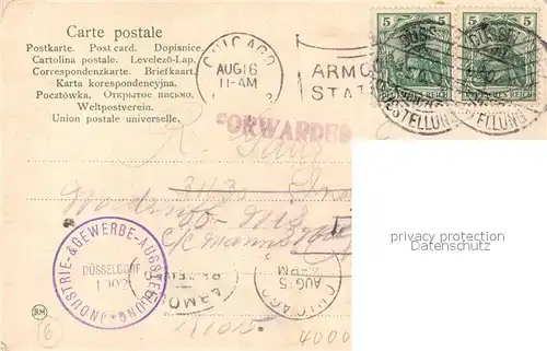 Duesseldorf Rheinanlage Blick auf die Ausstellung Dampfer Rheinbruecke Duesseldorf