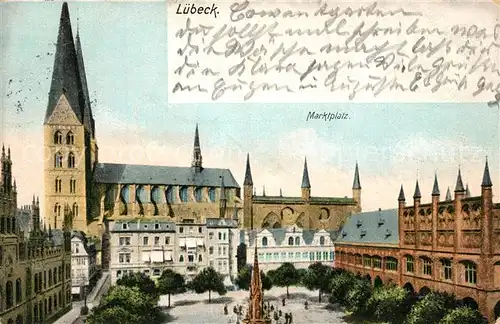 Luebeck Marktplatz Rathaus Kirche Luebeck