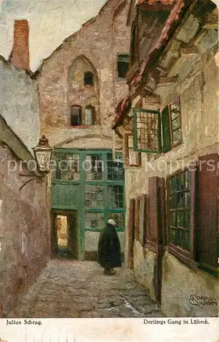 Luebeck Derlings Gang Julius Schrag Kuenstlerkarte Luebeck