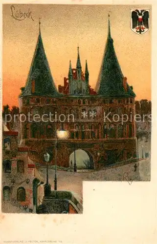 Luebeck Holstentor Kuenstlerkarte Luebeck