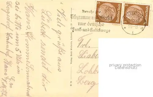 Luebeck Blick von der Marienbruecke auf Altstadt Luebeck