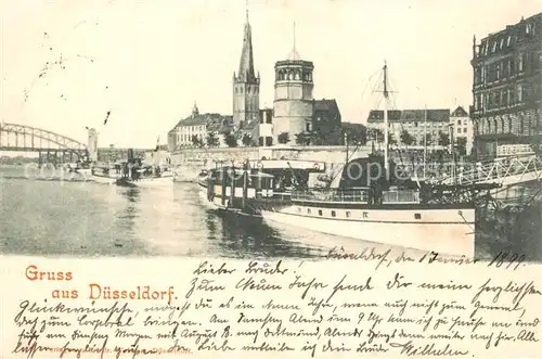 Duesseldorf Rheinufer Bootsanleger Dampfer Duesseldorf