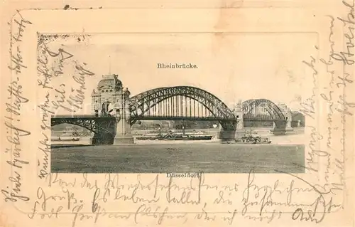 Duesseldorf Rheinbruecke Dampfer Binnenschifffahrt Duesseldorf