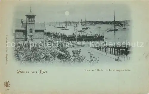 Kiel Hafen Landungsbruecke im Mondschein Deutsche Reichsport Kiel