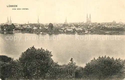 Luebeck Panorama Blick ueber die Trave Luebeck