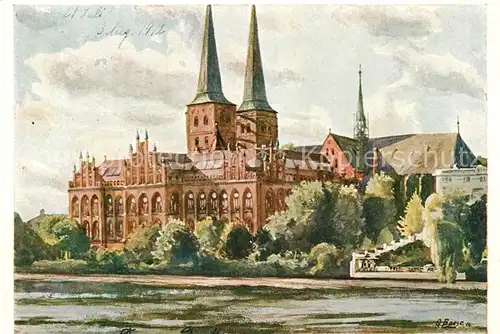 Luebeck Dom und Museum Kuenstlerkarte Luebeck