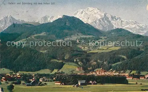 Hallein Gesamtansicht mit Duerrnberg und Hohem Goell Berchtesgadener Alpen Hallein