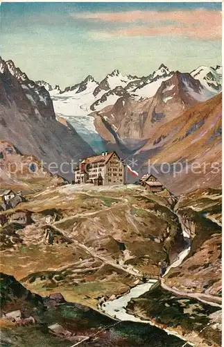 Neustift_Stubaital_Tirol Franz Senn Huette am Alpeiner Ferner Stubaier Alpen Kuenstlerkarte Neustift_Stubaital_Tirol