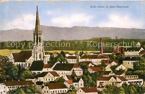 Bad_Hall_Oberoesterreich Ortsansicht mit Kirche Bad_Hall_Oberoesterreich