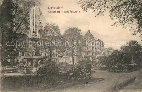 Duesseldorf Corneliusplatz mit Parkhotel Brunnen Duesseldorf