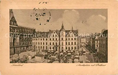 Duesseldorf Marktplatz Rathaus Denkmal Reiterstandbild Duesseldorf