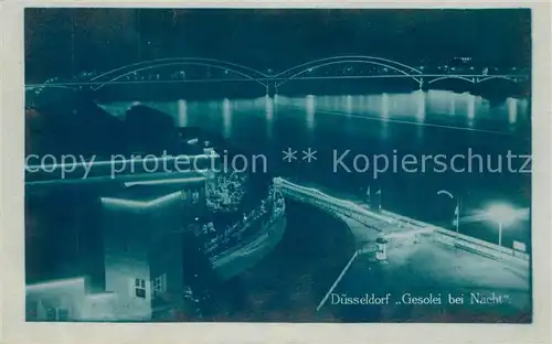 Duesseldorf Grosse Ausstellung Gesolei bei Nacht Rheinbruecke Duesseldorf