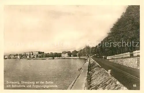 Schleswig_Holstein Strandweg an der Schlei Schleihalle Regierungsgebaeude Schleswig_Holstein