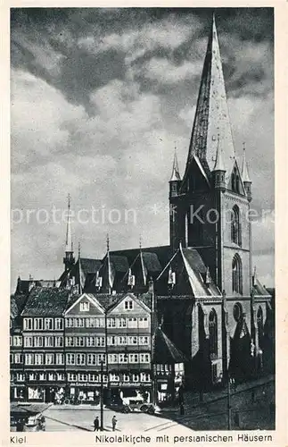Kiel Nikolaikirche mit persianischen Haeusern Kupfertiefdruck Kiel
