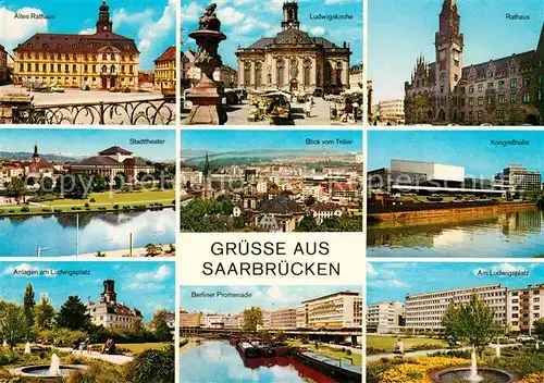 AK / Ansichtskarte Saarbruecken Ludwigskirche Rathaus Berliner Promenade Saarbruecken