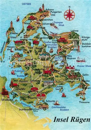 AK / Ansichtskarte Bergen_Ruegen Ortungskarte Altefaehr Rambin Bergen Ruegen