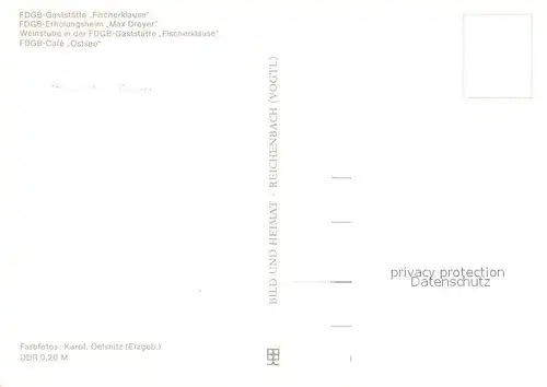 AK / Ansichtskarte Thiessow_Ostseebad_Ruegen Gaststaette Fischerklause Erholungsheim Max Dreyer  Thiessow_Ostseebad_Ruegen