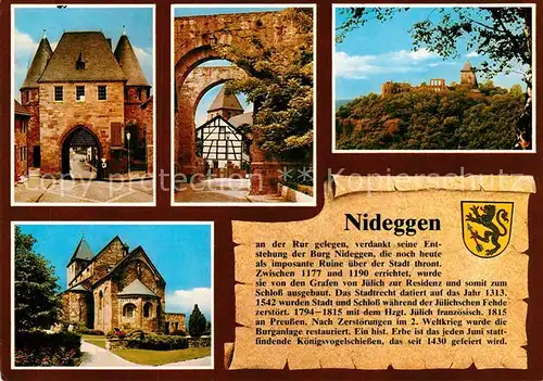 AK / Ansichtskarte Nideggen_Eifel Duerener Tor Nixtor Burg Nideggen Marktplatz Nideggen Eifel