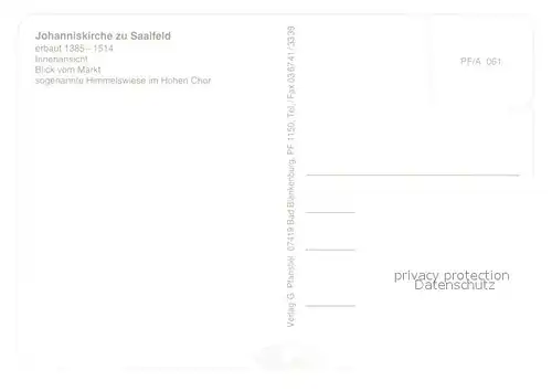 AK / Ansichtskarte Saalfeld_Saale Johanniskirche Markt Saalfeld_Saale