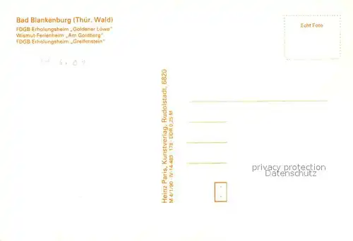 AK / Ansichtskarte Bad_Blankenburg Erholungsheim Goldener Loewe Ferienheim Am Goldberg  Bad_Blankenburg