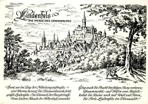 AK / Ansichtskarte Lindenfels_Odenwald Nach einem zeitgenoessischen Stich von Merian  Lindenfels Odenwald