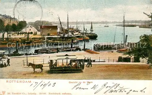 AK / Ansichtskarte Pferdebahn Rotterdam Gezicht op de Maas Hafen Pferdebahn