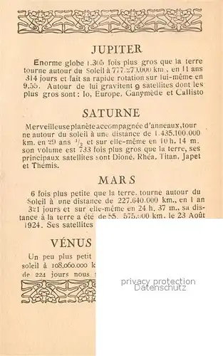 AK / Ansichtskarte Astronomie Planeten Jupiter Saturn Mars Venus  Astronomie