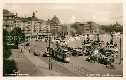 AK / Ansichtskarte Strassenbahn Stockholm Utsikt fran Operaterrassen Strassenbahn