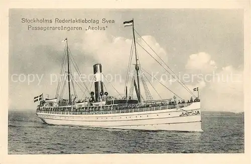 AK / Ansichtskarte Schiffe_Ships_Navires Passagerareangaren Aeolus Stockholms Rederiaktiebolag Svea  Schiffe_Ships_Navires