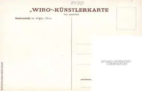 AK / Ansichtskarte Verlag_WIRO_Wiedemann_Nr. 2814 B Immenstadt Allgaeu Verlag_WIRO_Wiedemann_Nr.