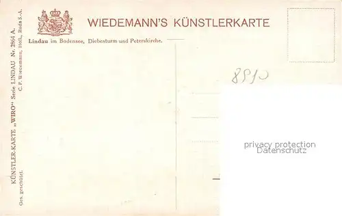 AK / Ansichtskarte Verlag_Wiedemann_WIRO_Nr. 2864 A Lindau Bodensee Diebesturm Peterskirche  Verlag_Wiedemann_WIRO_Nr.