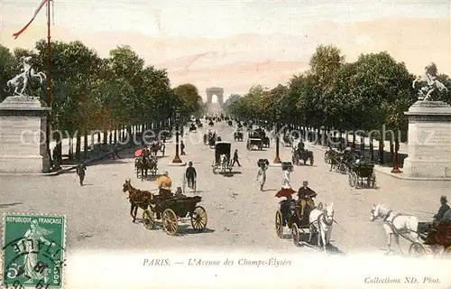 AK / Ansichtskarte Paris Avenue des Champs Elysees Pferdekutschen Paris