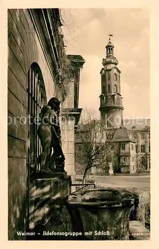 AK / Ansichtskarte Weimar_Thueringen Ildefonsogruppe mit Schloss Brunnen Weimar Thueringen