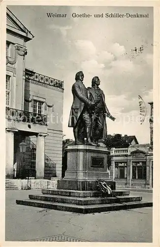 AK / Ansichtskarte Weimar_Thueringen Goethe  und Schiller Denkmal Weimar Thueringen