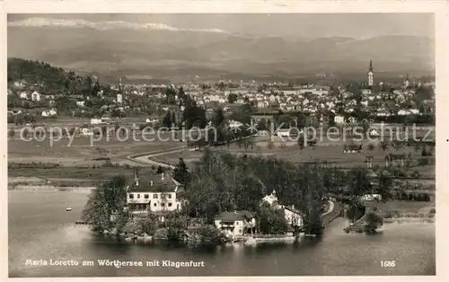 AK / Ansichtskarte Klagenfurt_Woerthersee Fliegeraufnahme Maria Loretto Klagenfurt_Woerthersee