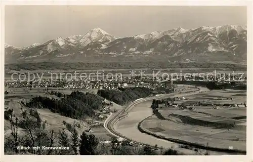 AK / Ansichtskarte Villach_Kaernten Fliegeraufnahme mit Karawanken Villach_Kaernten
