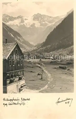 AK / Ansichtskarte Mayrhofen_Zillertal Holzhaus gegen Keilbachspitze Mayrhofen_Zillertal