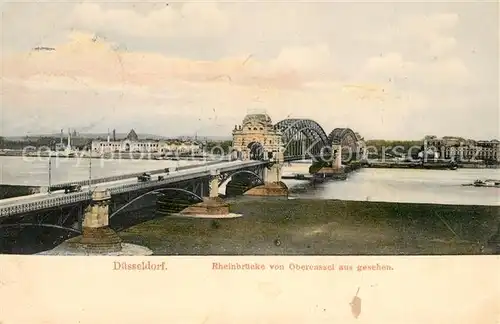 AK / Ansichtskarte Duesseldorf Rheinbruecke von Oberkassel aus gesehen Duesseldorf