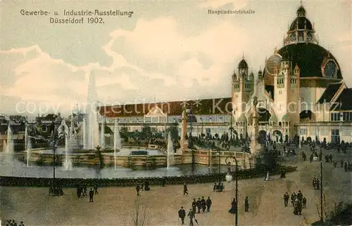 AK / Ansichtskarte Duesseldorf Gewerbe  und Industrieausstellung Hauptindustriehalle Wasserspiele Duesseldorf