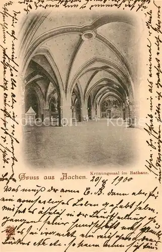 AK / Ansichtskarte Aachen Kroenungssaal im Rathaus Aachen