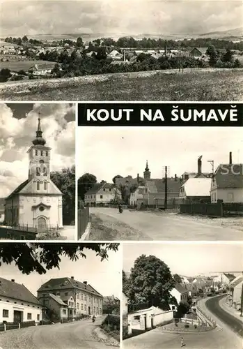 AK / Ansichtskarte Kout_na_Sumave Panorama Kirche Strassenpartien 