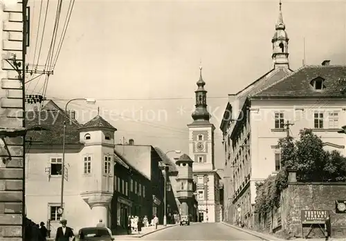AK / Ansichtskarte Slany V pohledu do stredu mesta vynika vez radnice Slany