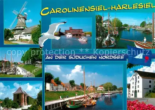 AK / Ansichtskarte Carolinensiel Harlesiel_Ostfriesland Windmuehle Hafen  Carolinensiel Harlesiel