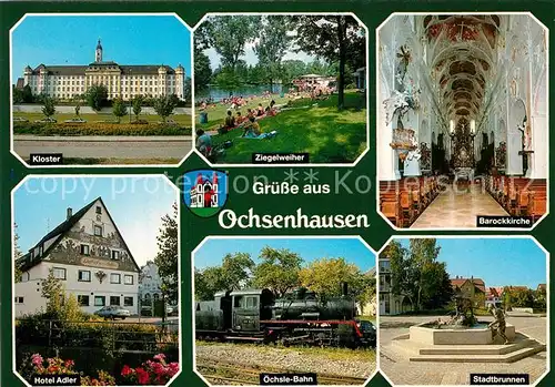 AK / Ansichtskarte Ochsenhausen Barockkirche oechsle Bahn Hotel Adler  Ochsenhausen