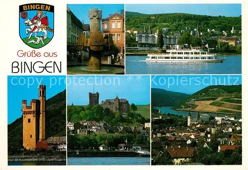 AK / Ansichtskarte Bingen_Rhein Schloss Schiff Bingen Rhein